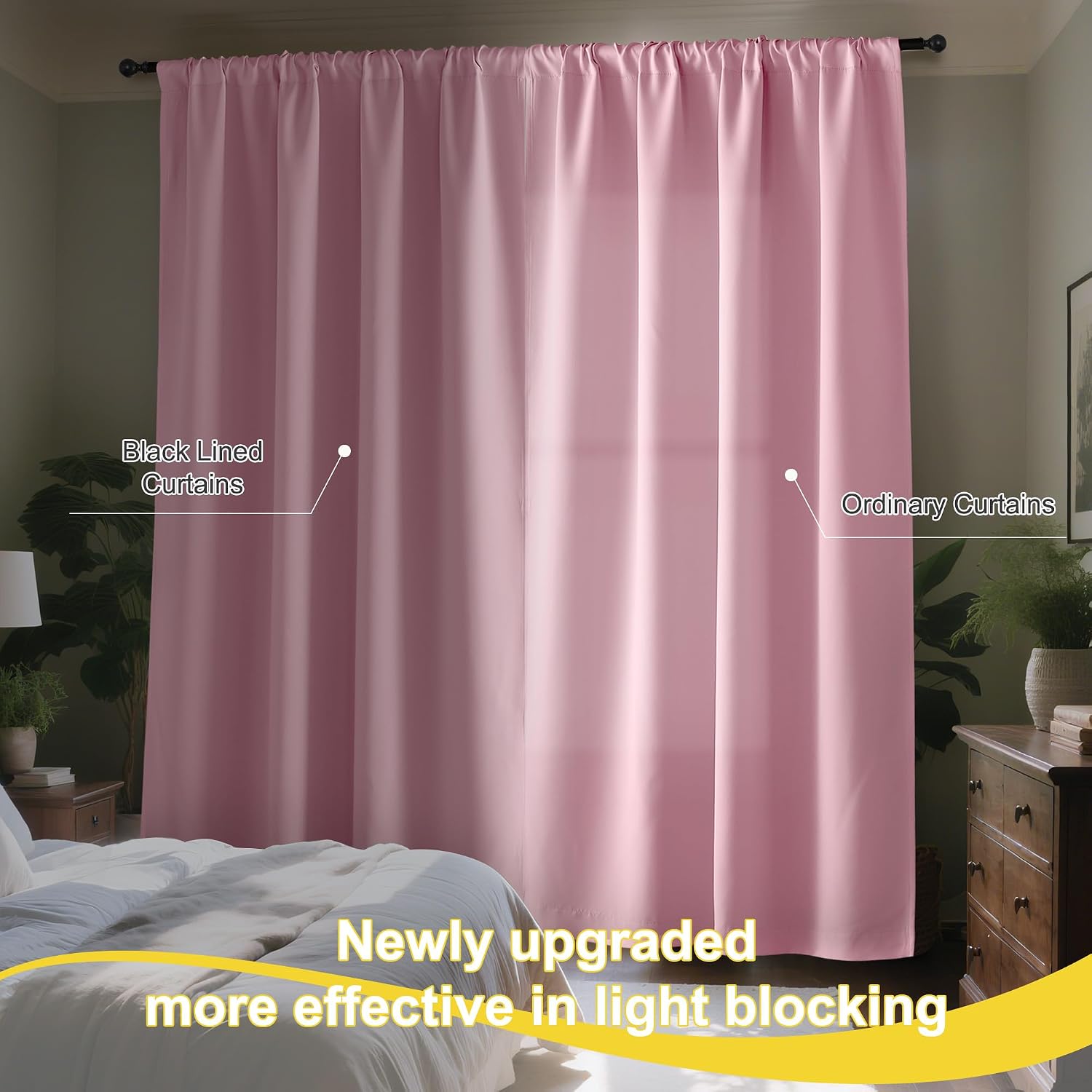 Nicetown Crystal Pink Blackout Curtains for Girls Bedroom, 52x84 Inches 2 Panels Energy Efficient Thermal Insulated Drapes, Rod Pocket Blac…