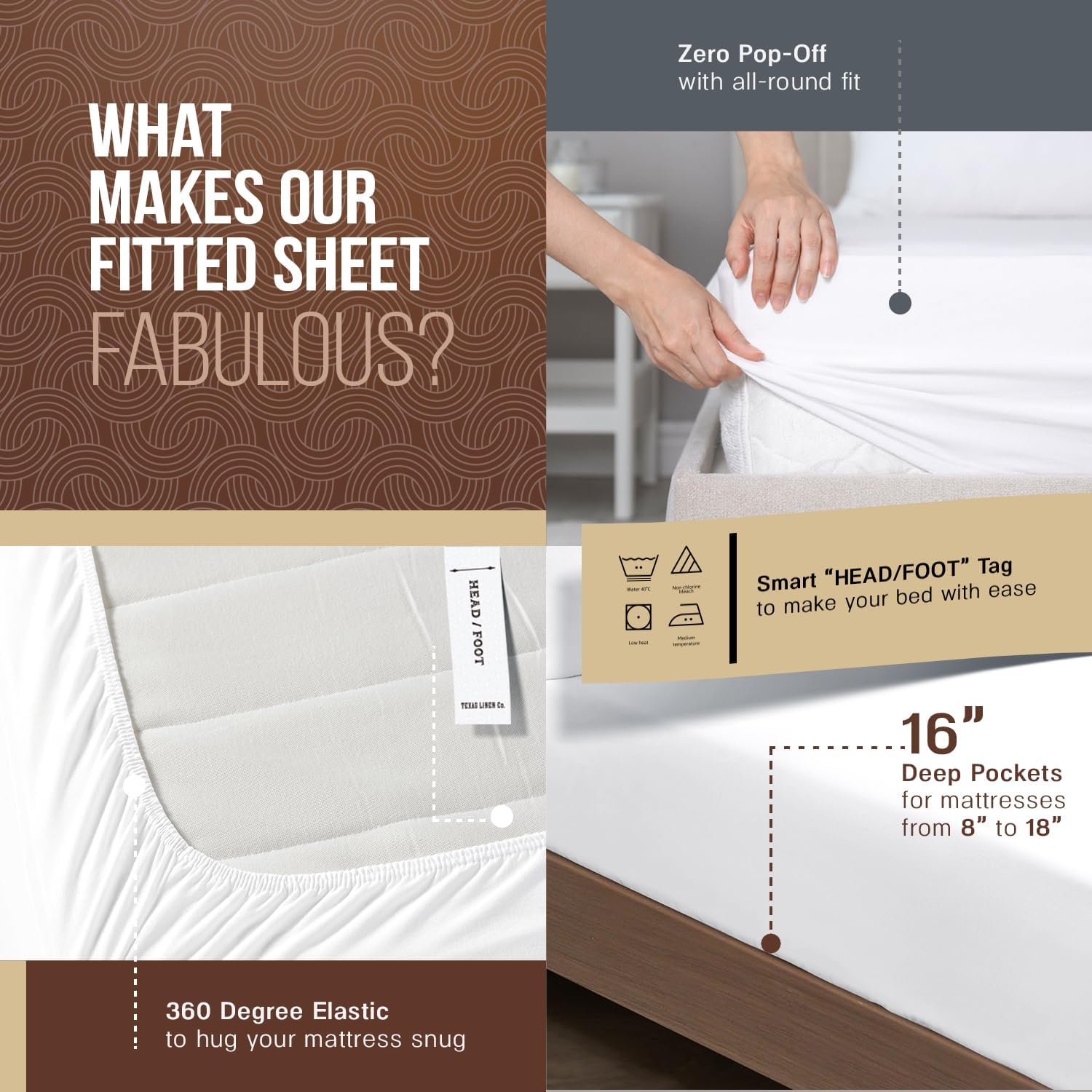 TEXAS LINEN CO. Egyptian Cotton Sheets Queen Size – 300 Series Cotton Queen Sheet Set (4 PC, Light Blue), Soft & Durable, Cooling, 16"…