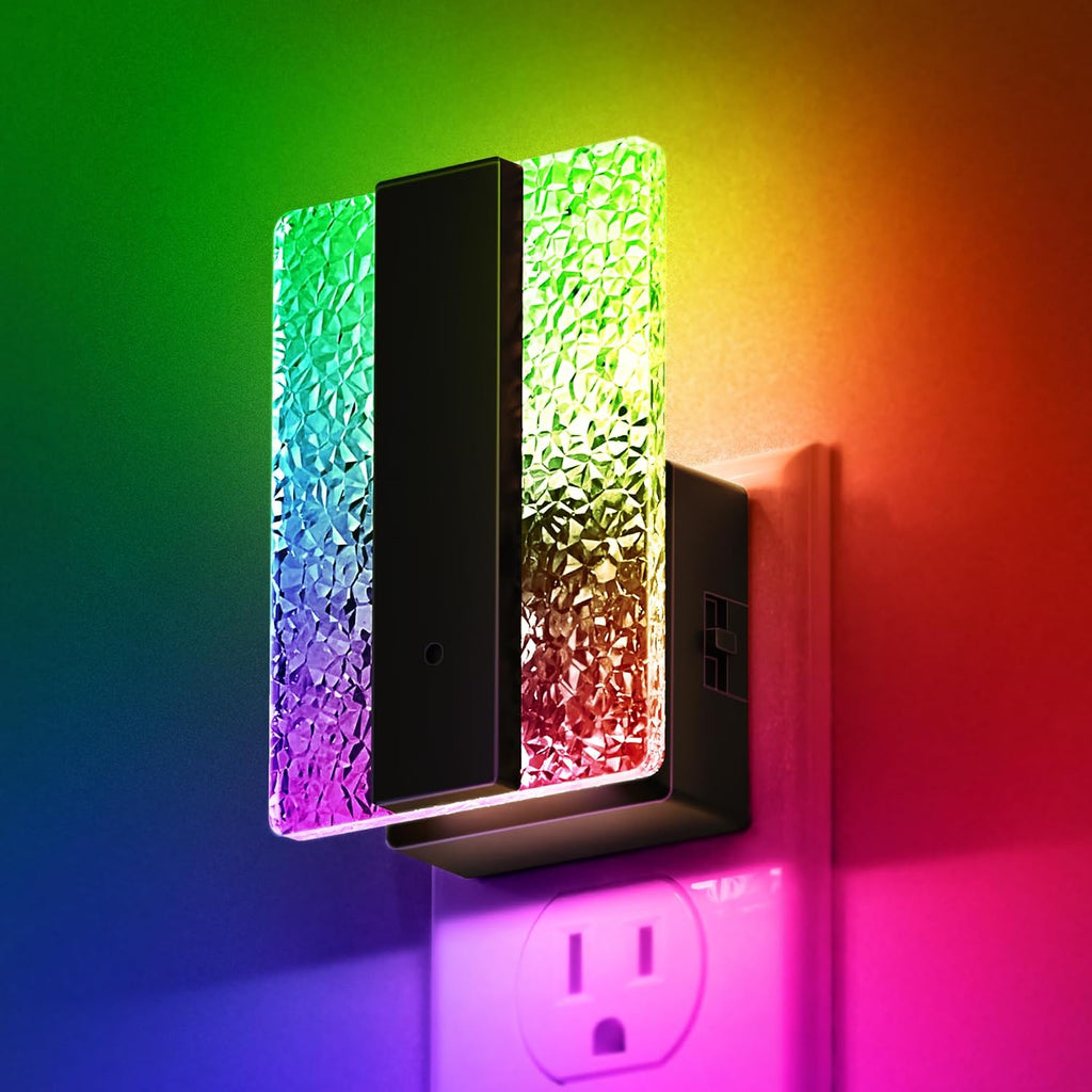 DORESshop LED Night Lights Plug into Wall, Decorative Night Light with Dusk-to-Dawn Sensor, 8 Color-Changing Nightlights with Slide Button,…