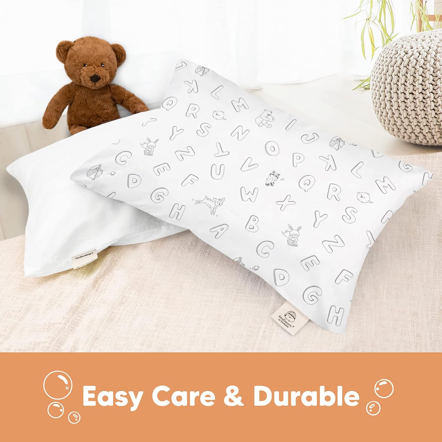 KeaBabies Toddler Pillowcase 13"x18" - Organic Cotton Toddler Pillowcase for Kids, Boys, Girls, Soft & Durable Cotton Cover for Miniature…