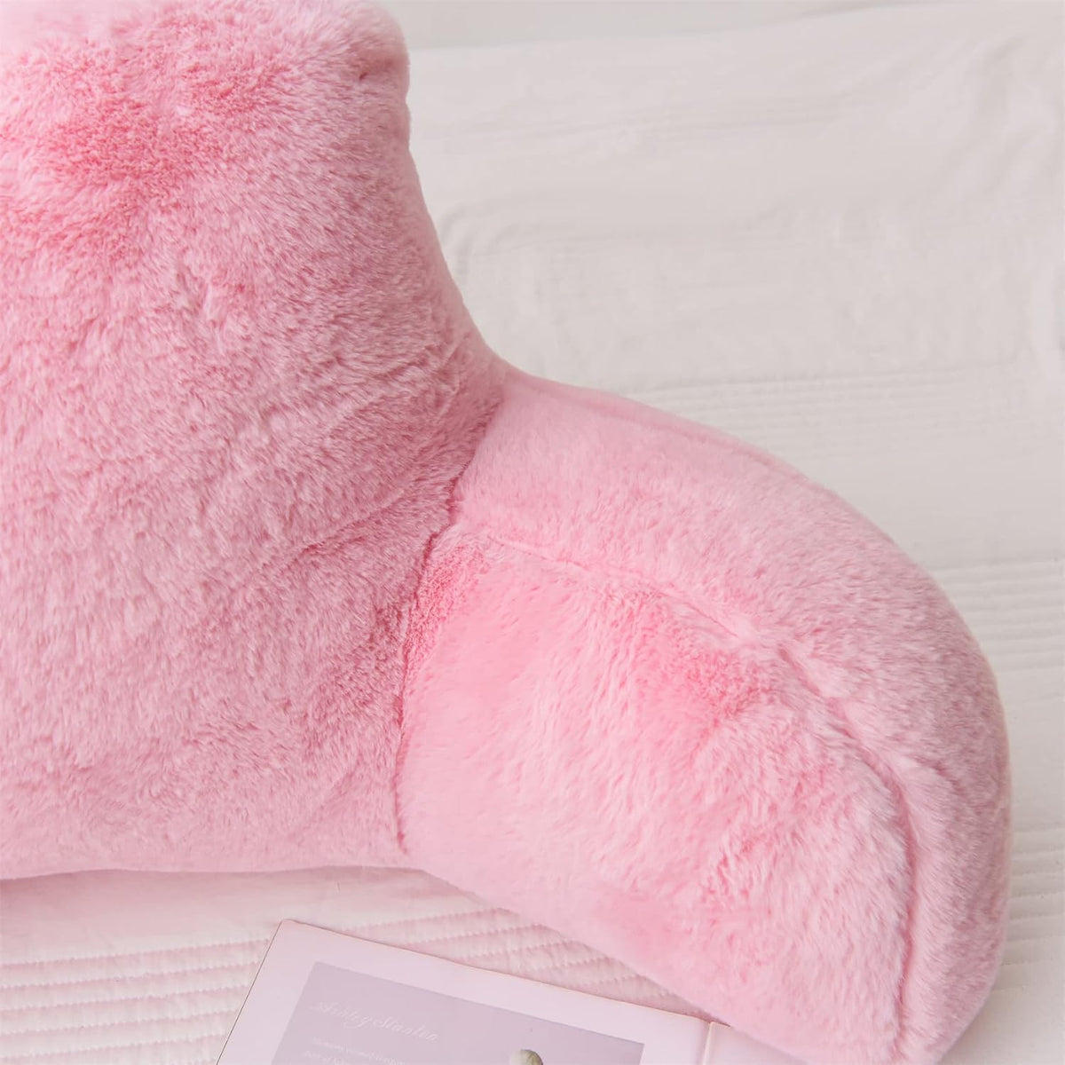 Aimuan Reading Pillow Bed Rest Pillow with Arms Rabbit Fur Cushion for Adults Teens Incline Rest Sitting up & Sleeping Snoring Pillow…
