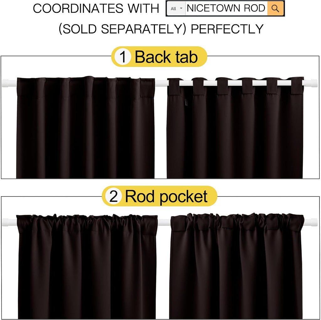 NICETOWN Blackout Window Curtains for Camper - (Toffee Brown Color) 42x40 Inch, 2 Panels Set, Thermal Insulated Room Darkening Blackout…