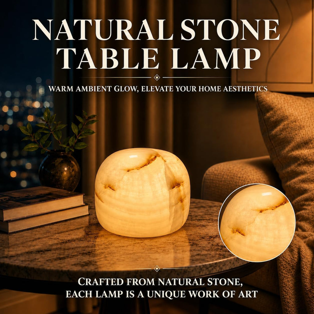 100% Marble Touch Pat Lamp, Unique Natural Stone Small Night Table Lamp, Type-C Rechargeable 3-Way Dimmable Bedside Lamp, Warm Ambient…