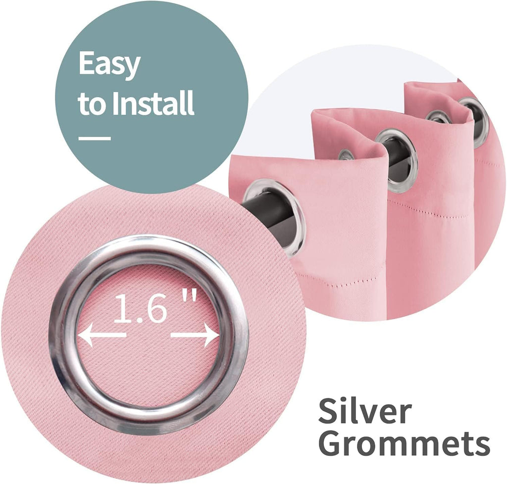 BGment Baby Pink 100% Blackout Curtains for Girls Bedroom 45 Inch Length, Thermal Insulated Full Light Blocking Grommet Noise Cancelling Sm…