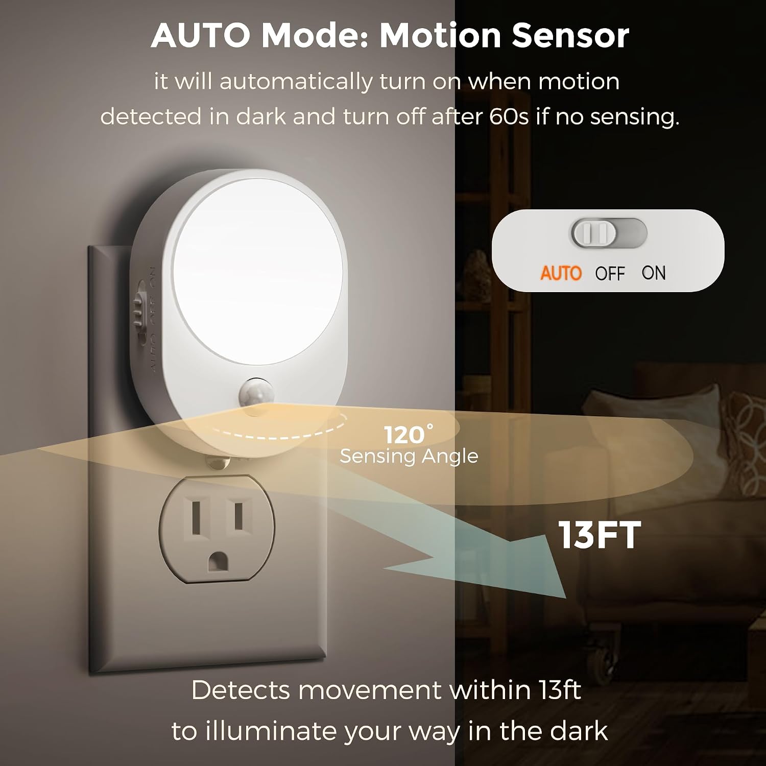 L LOHAS LED Plug in Night Light with Motion Sensor and Dusk to Dawn Sensor,[4-Pack] Night Lights Plug into Wall,5000K Daylight…