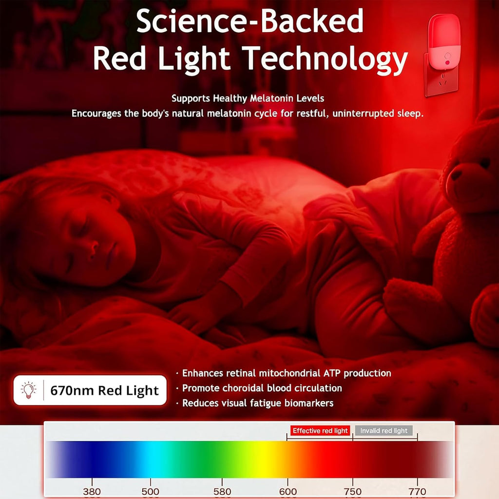 Jopcpie 670nm Red Light Night Light for Sleep relaxation, 3 Pack Auto On/Off Dimmable Night Light with Dusk to Dawn Sensor, LED Night…