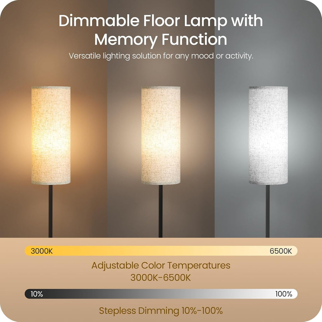 Set of 2 Dimmable Floor Lamps for Living Room with 2 Remotes and Foot Switch, 64.4”Modern Standing Tall Lamp, Corner Lamp for Bedroom…