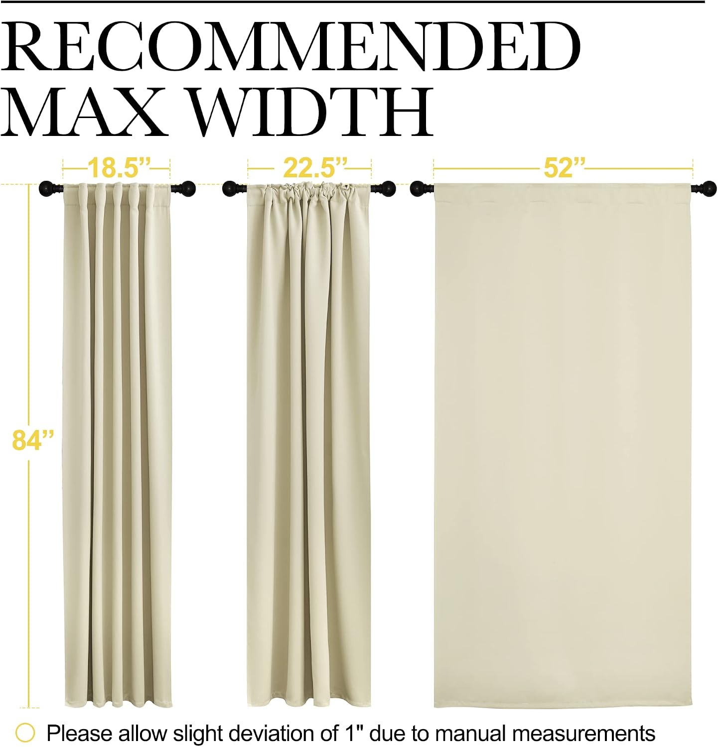 Nicetown Living Room Room Darkening Curtains, Soft and Smooth Fabric Draperies and Panels, Privacy Energy Smart Curtains for Patio Door (Be…