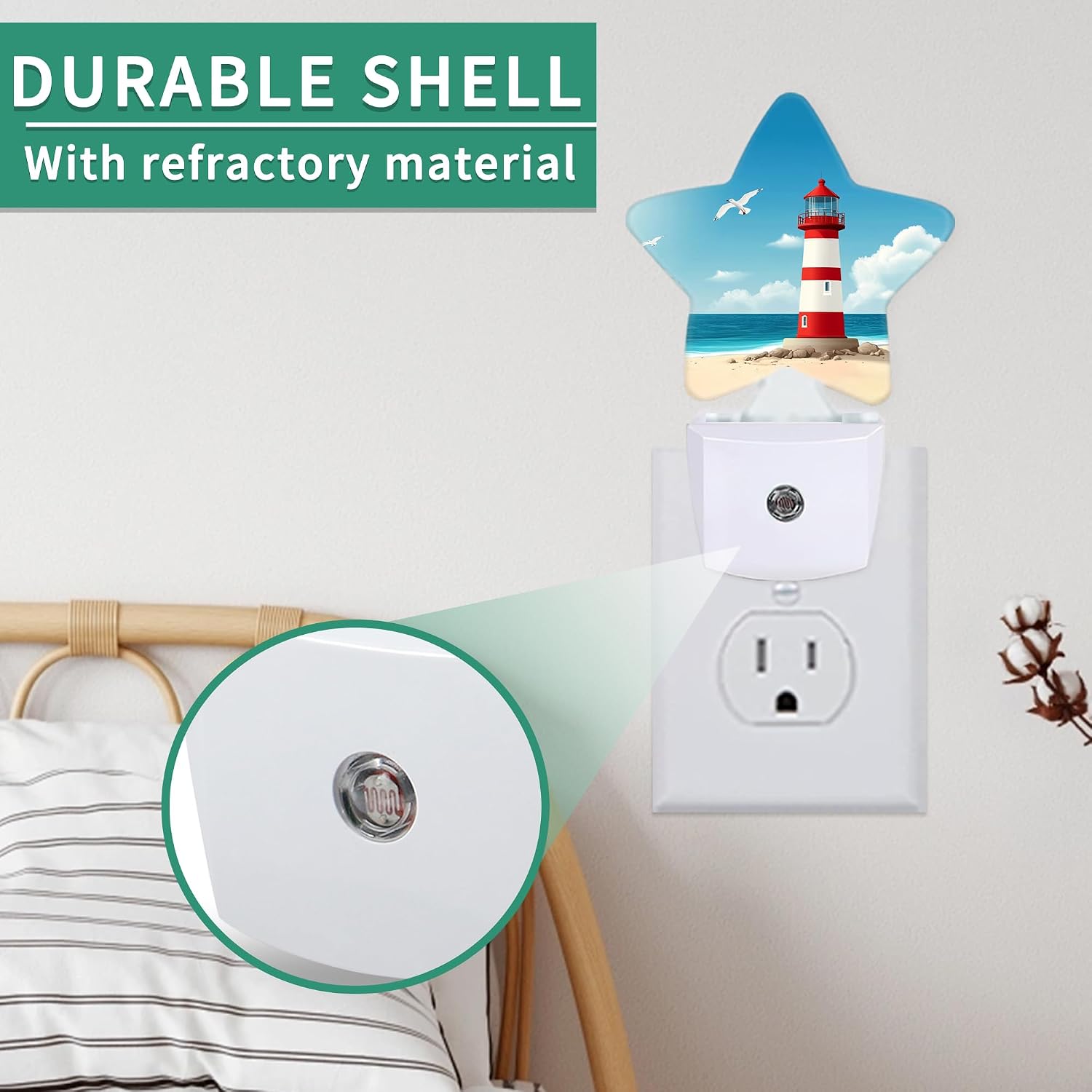Sea Lighthouse Star Night Light Plug in, Decorative Night Light for Kids Room Nursery Bedroom, Soft Glow Sensor Lamp for Hallway…