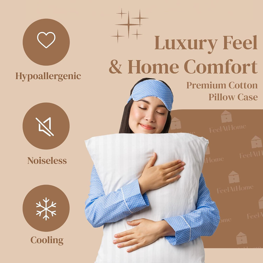 FeelAtHome 100% Cotton Pillow Protector with Zipper Waterproof Pillow Case Covers - 20x26 Inches (Pack of 4, Standard) - Noiseless…