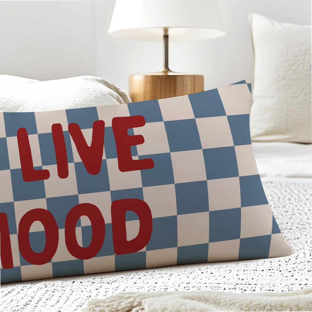 Long Live Boyhood 20x54 Body Pillow Cover for Boys Room Nursery, Boy Nursery Decor, Kids Playroom Decor, Retro Blue and White Checkered…