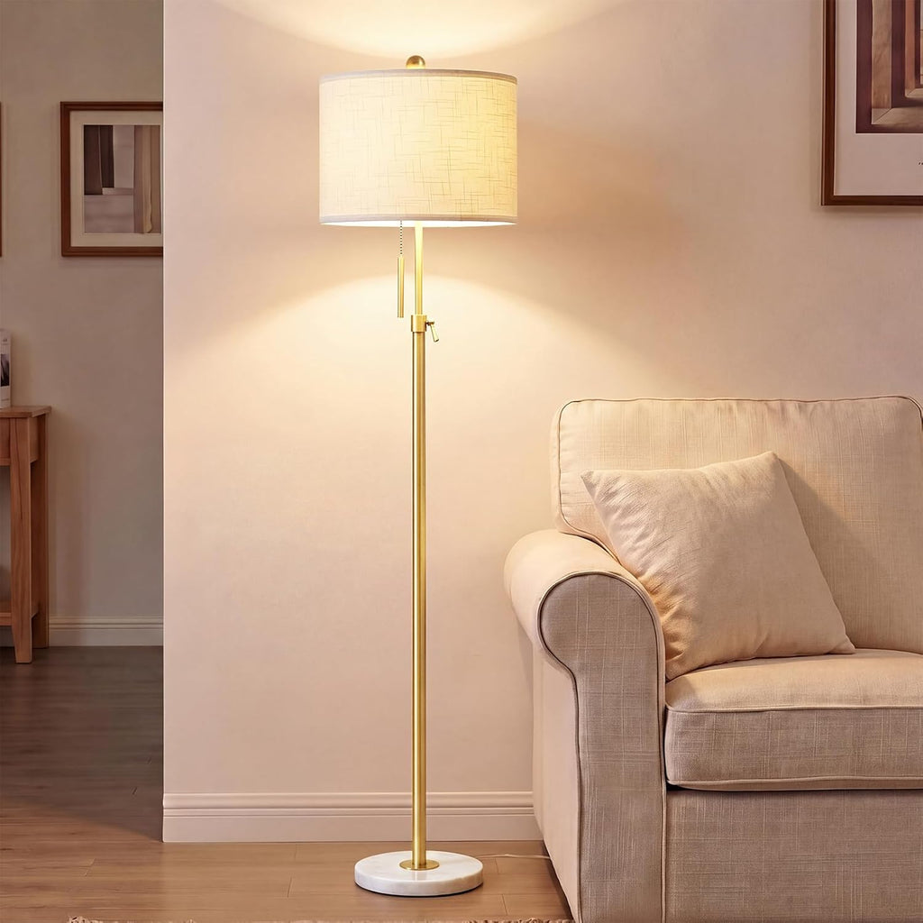 Qingmiao Gold Floor Lamps for Living Room, 55"-67" Height Adjustable Modern Tall Lamp, 3-Way Dimmable Standing Lamp for Bedroom Office…
