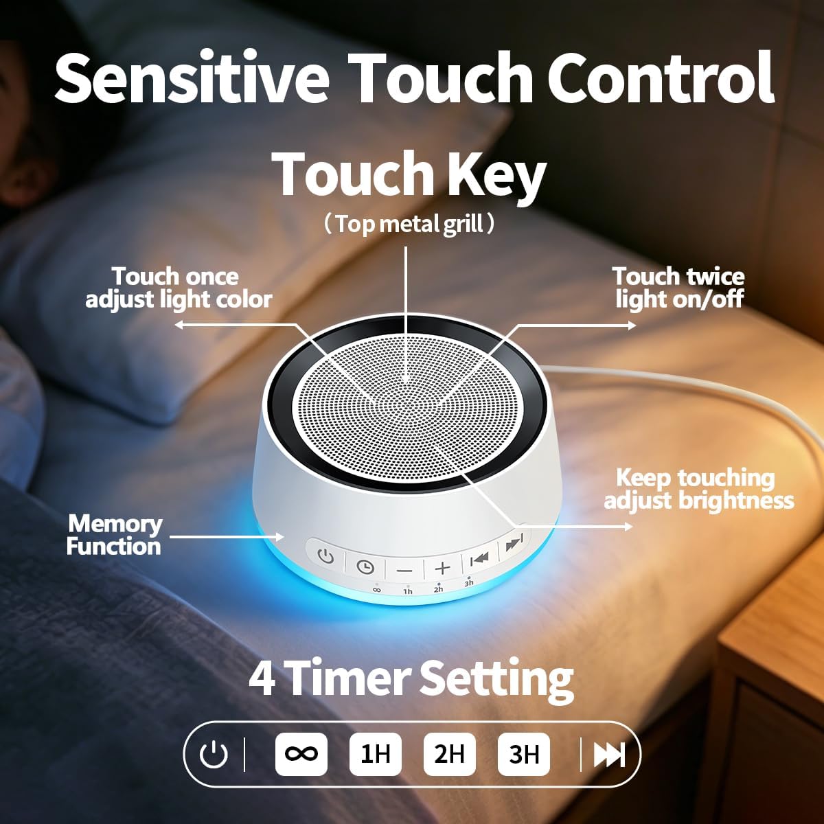 SoundMe Sound Machine Night Light White Noise Machine with 30 Soothing Sounds 12 Colors Night Light Sleep Machine for Baby Kids Adults Brow…