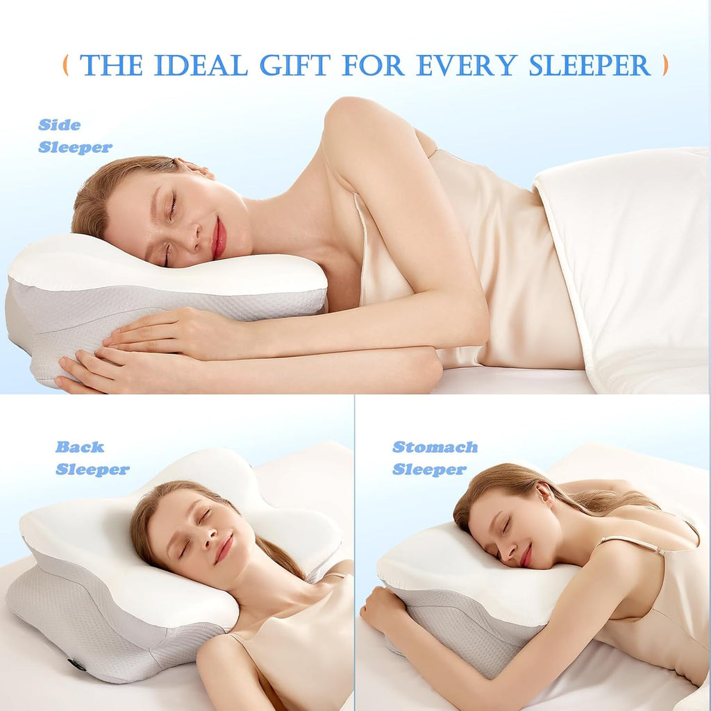 Eucior Cooling Gel Pillows for Neck and Shoulder, Cervical Pillow Cozy Sleeping, Odorless Ergonomic Contour Memory Foam Pillows for Side Back…