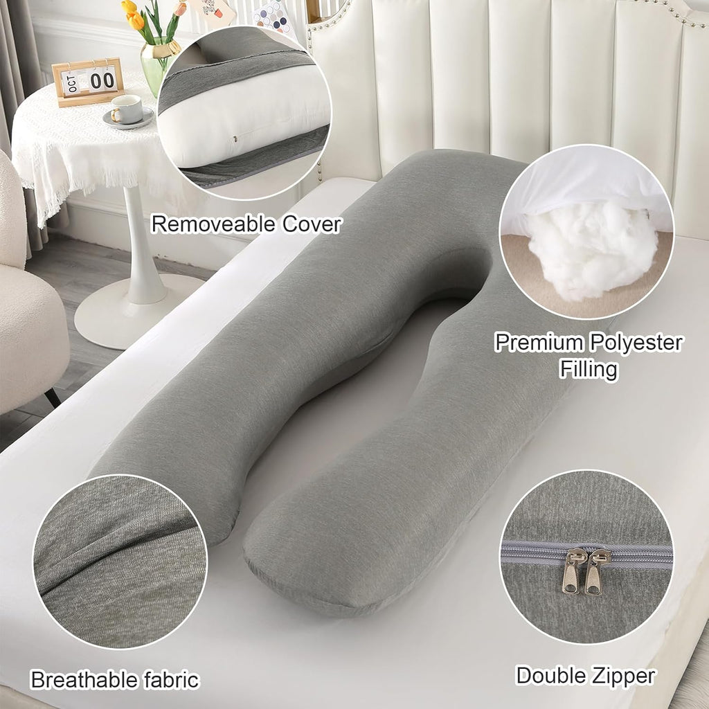 Amagoing Pregnancy Pillows with Cooling Cover, U-Shape Full Body Pillow for Sleeping, Support for Back, Legs, Belly, HIPS for Pregnant Wome…