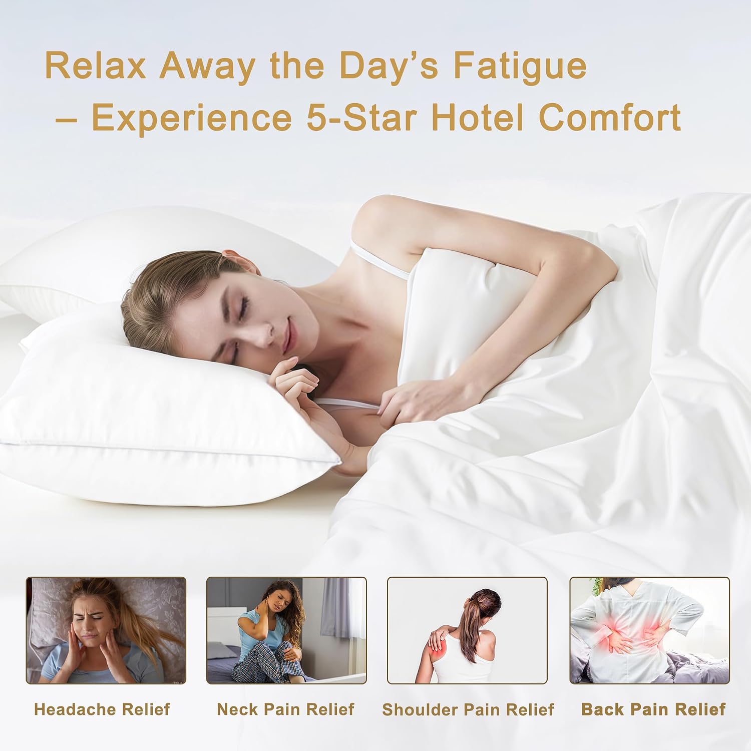 Down Pillows Standard Size Set of 2-750 Fill Power Hotel Quality Bed Pillows for Sleeping, Medium Firm for Side Back Stomach Sleepers…