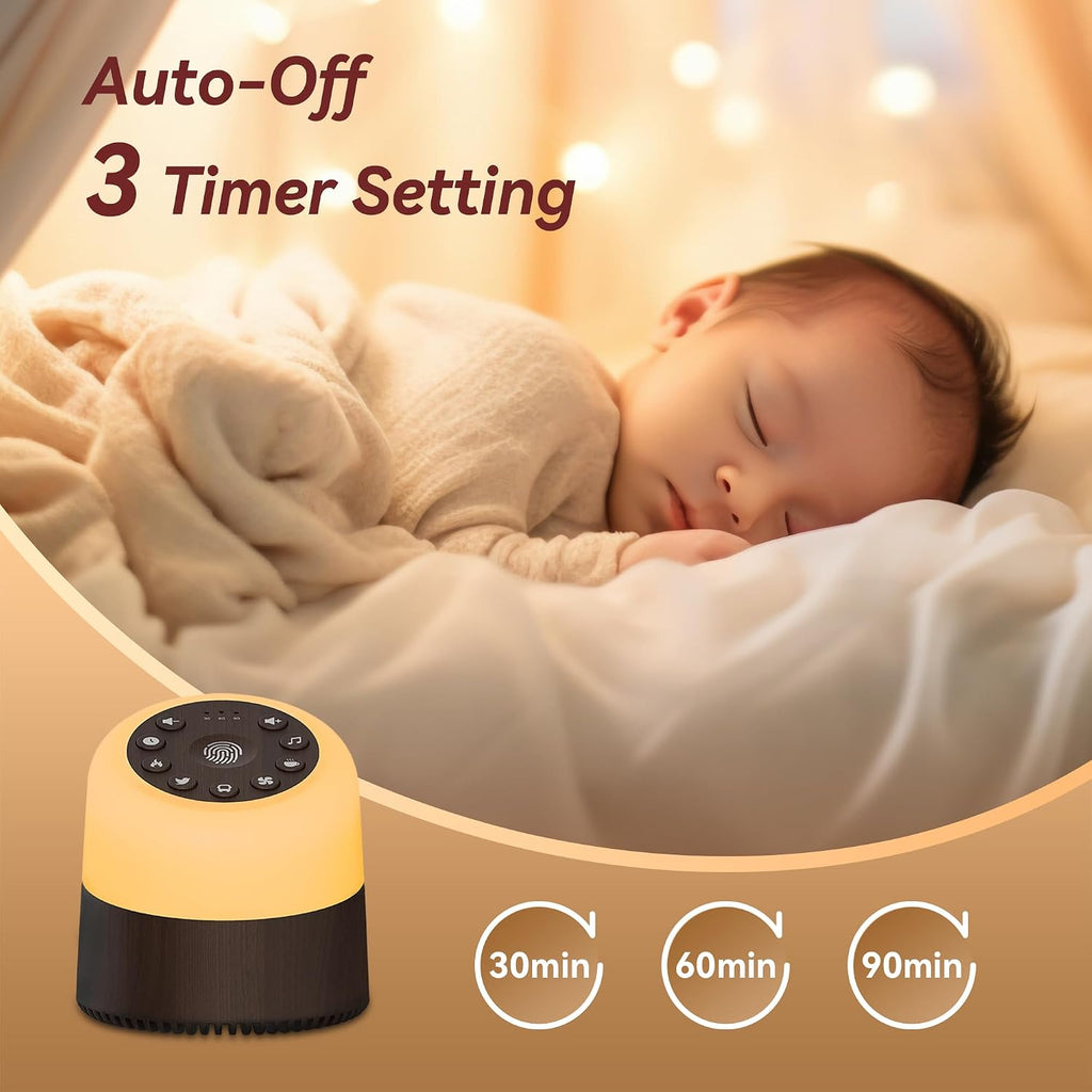 White Noise Machine with 32 Soothing Sounds, 9 Colors Night Lights, Auto-Off Timer, Adjustable Volume, Sleep Sound Machine for Babys…