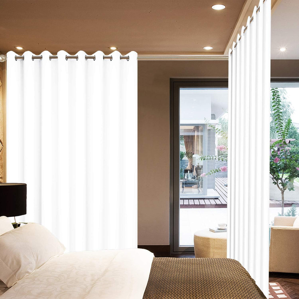 Yakamok Pure White Curtain for Living Room Sliding Glass Door Vertical Blind for Room Darkening Extra Wide Window Drapes Grommet Top Room…