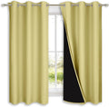 Nicetown 100% Blackout Curtains with Black Liners, Solid Thermal Insulated Full Blackout 2-Layer Lined Drapes, Energy Efficiency Window Dra…