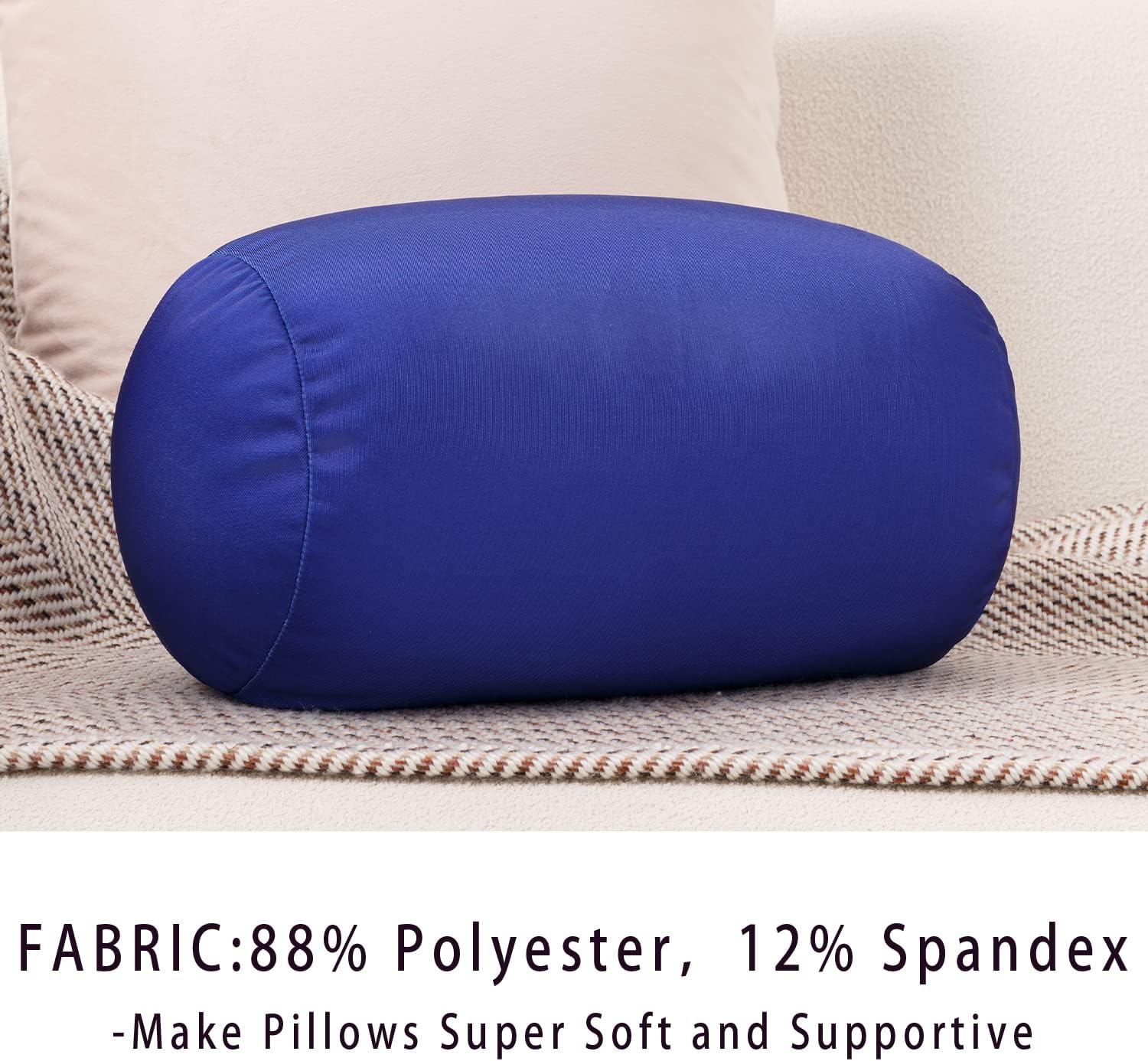 Squish Bean Bed Microbead Pillow Bolster Tube Body Pillow Smooth Cool Touch Fabric Neck & Back Support Throw Travel Pillow Fun Colors…