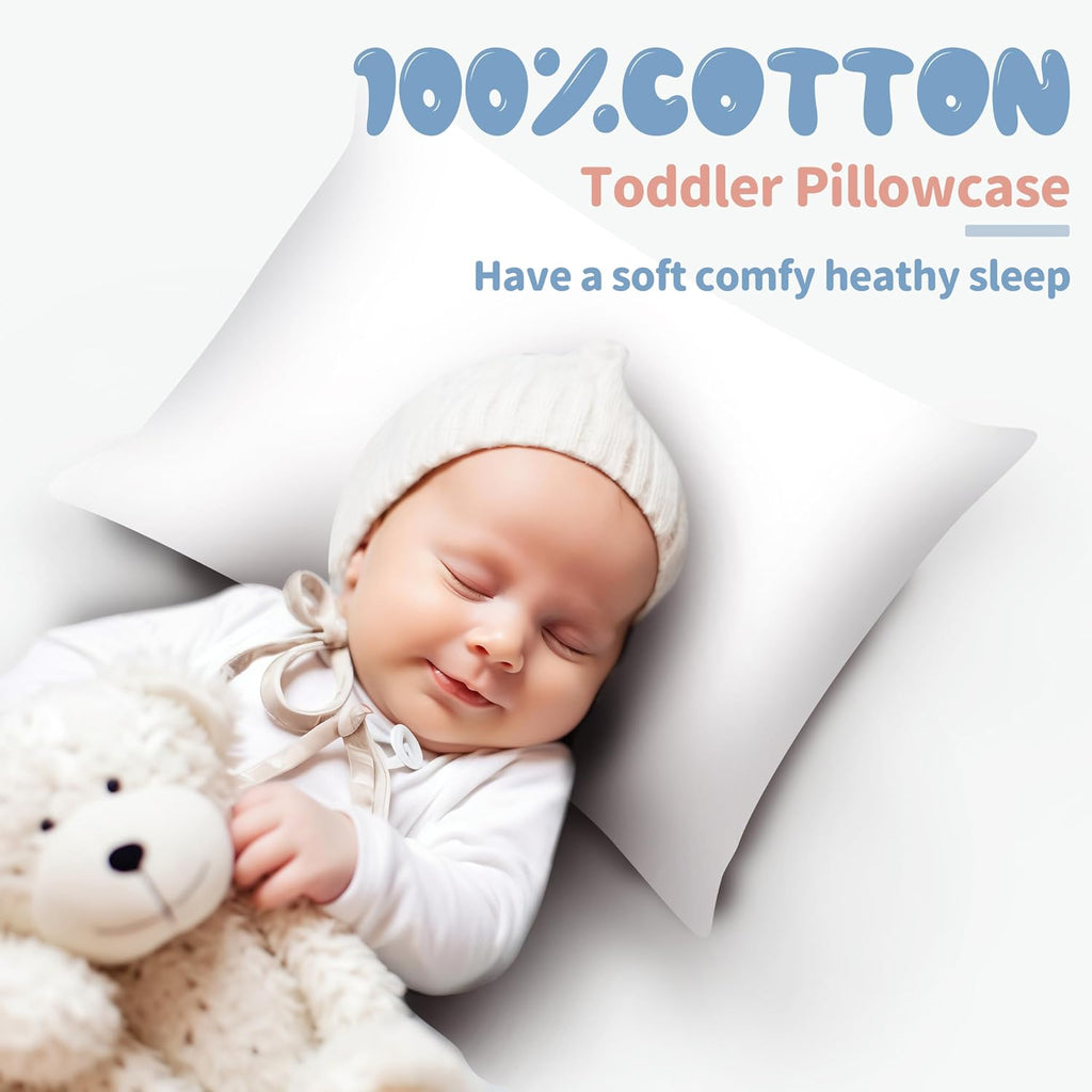100% Egyptian Cotton Toddler Pillowcases Set of 4, 400 Thread Count Sateen Weave Small Pillow Protectors, Super Soft Breathable Zippered…