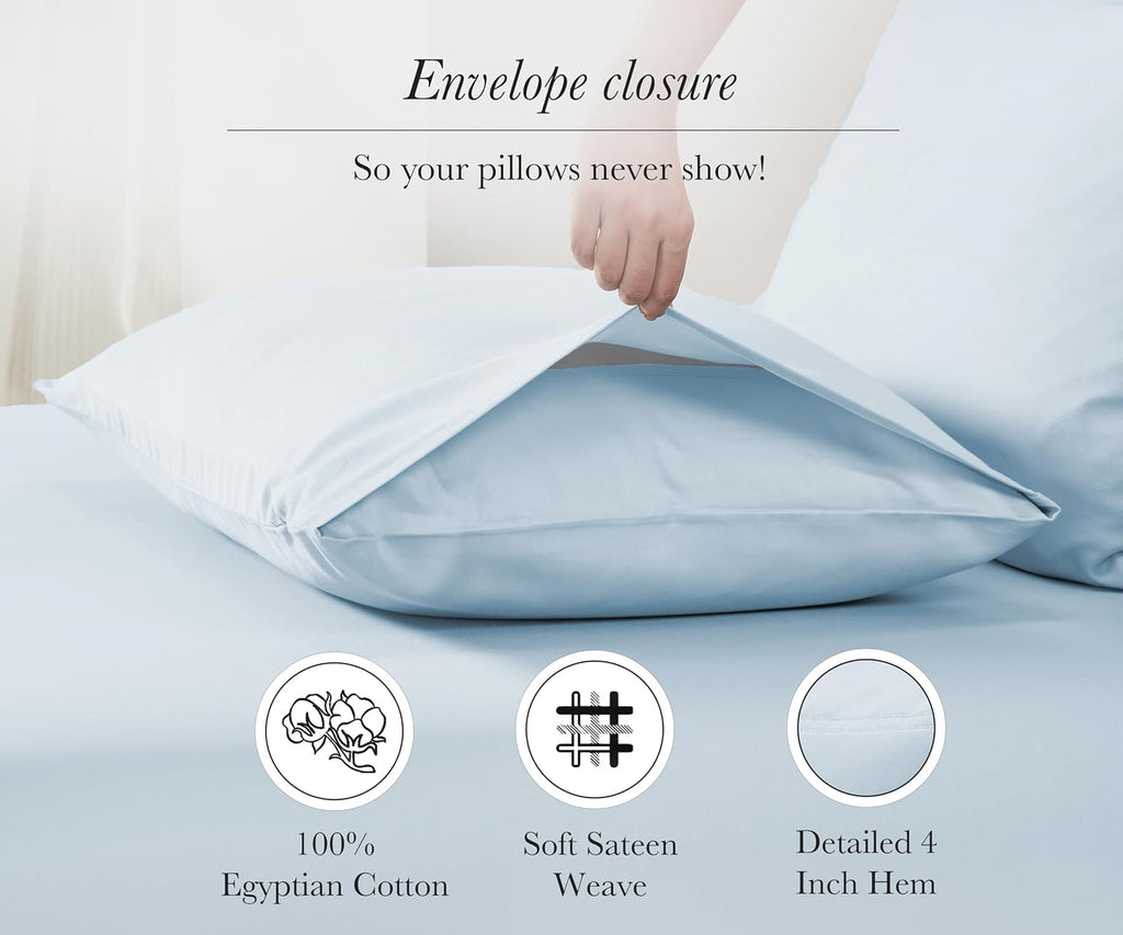 CaliforniaDesignDen California Design Den Pillow Cases King Size Set of 2-100% Egyptian Cotton Pillowcases with Envelope Closure, Soft Sate…