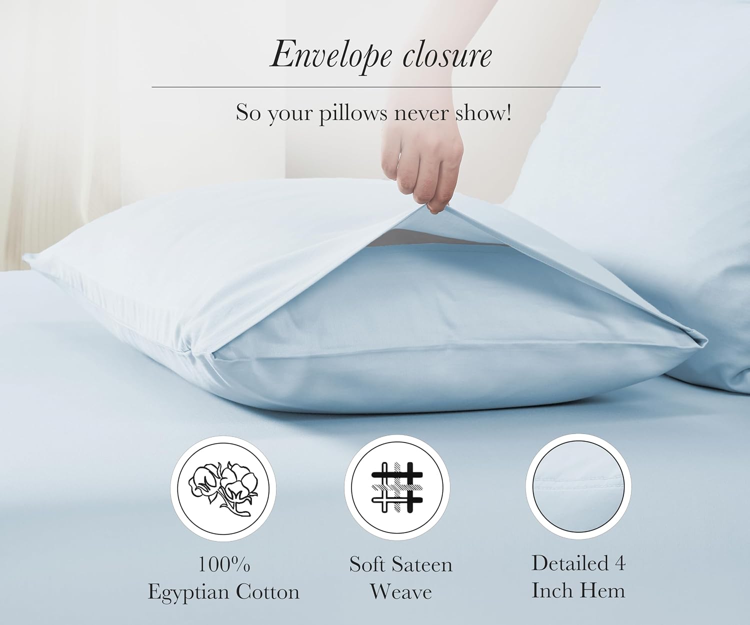 CaliforniaDesignDen California Design Den Pillow Cases King Size Set of 2-100% Egyptian Cotton Pillowcases with Envelope Closure, Soft Sate…