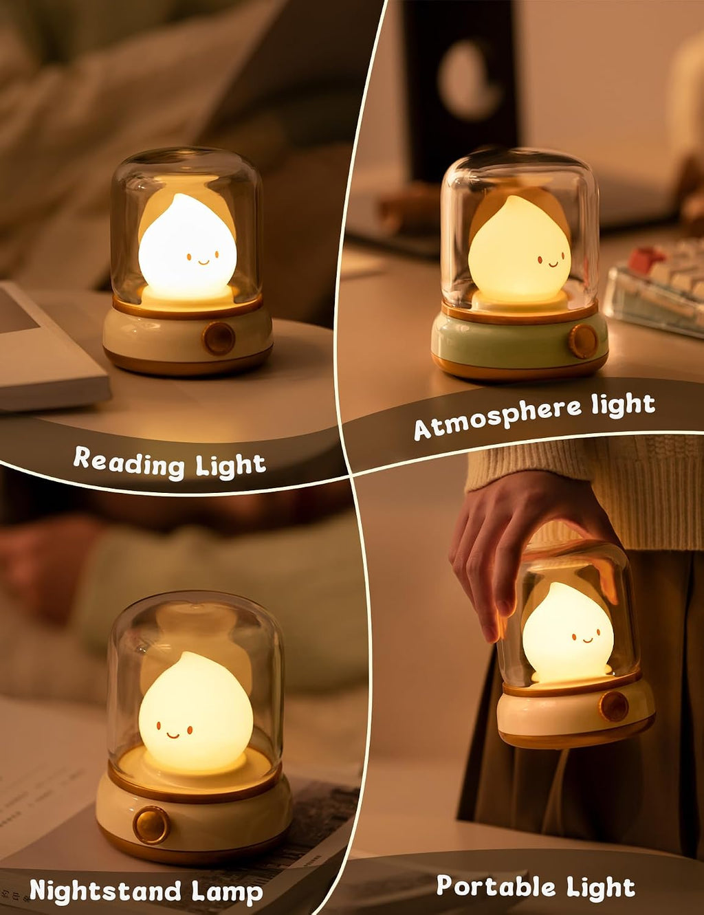 WANIDEA Flameless Candles Lamp, Led Candles, Cute Kerosene Lamp, Silicone Flame Amber Light, Adjustable Dimmable Rechargeable Night Light…