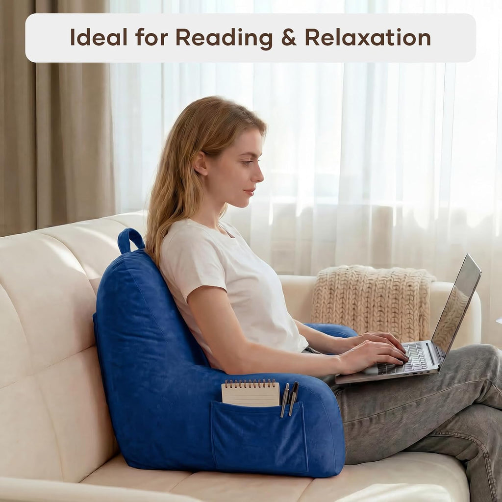 NOONTIDE Reading Pillow for Sitting up in Bed and Couch, Large Back Pillow for Adult & Teens with Soft Adjustable Neck Roll Backrest…