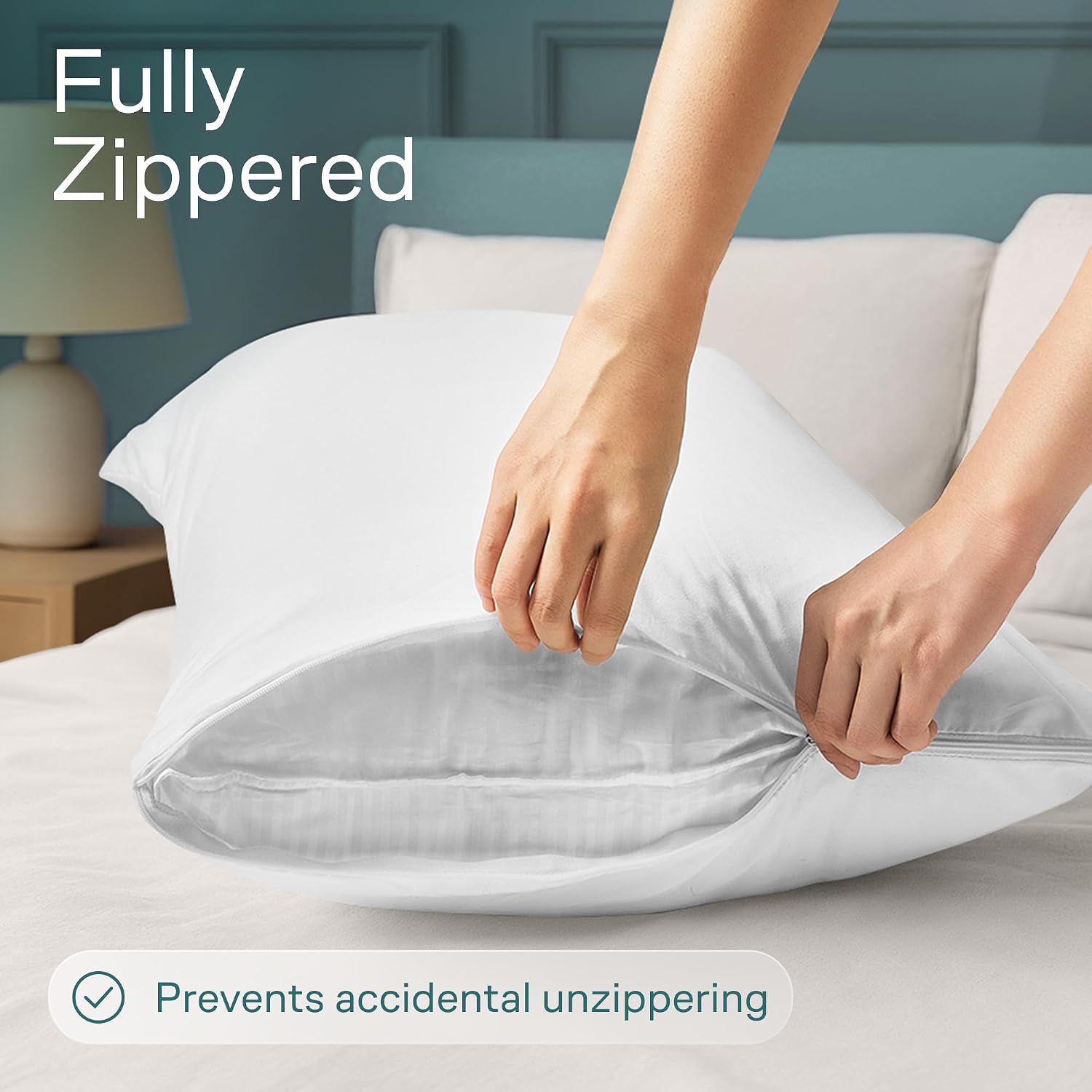 NiagaraSleepSolution Niagara 8 Pack Waterproof Pillow Protectors King 20x36 Inches Smooth Zipper Encasement Covers Quiet Cases Set White 8…