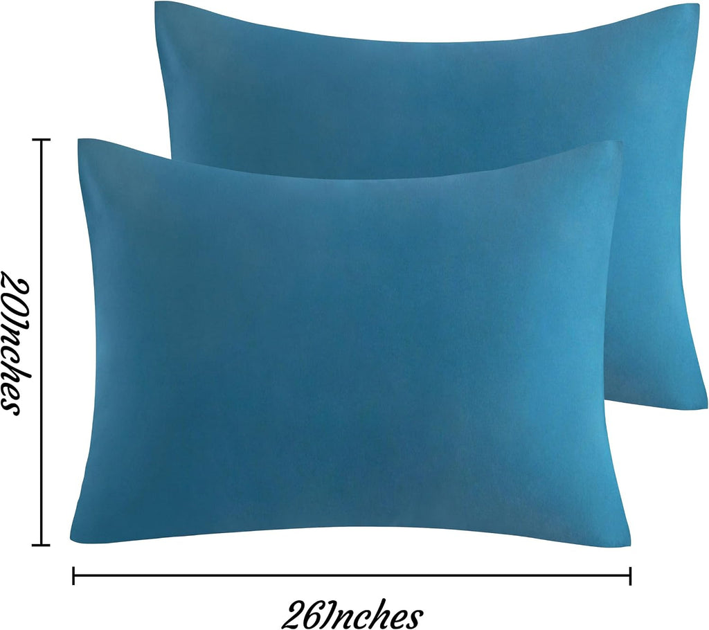 Ntbay Standard Pillow Cases Set of 2, 2 Pack Brushed Microfiber 20x26 Pillow Cases, Soft, Wrinkle, Fade, Stain Resistant Teal Blue Pillow C…