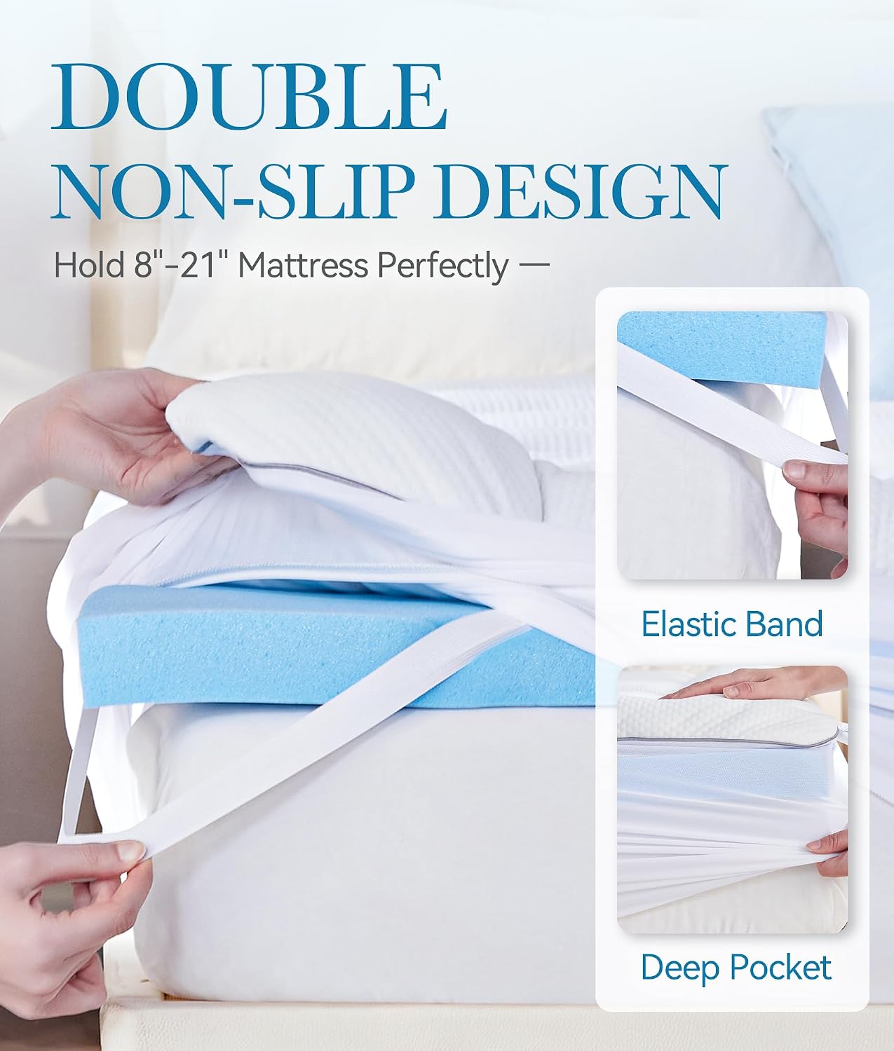 BDEUS Waterproof Dual Layer 3 Inch Memory Foam Mattress Topper Queen Size, 2 Inch Gel Memory Foam Plus 500 GSM Down Alternative Quilted…