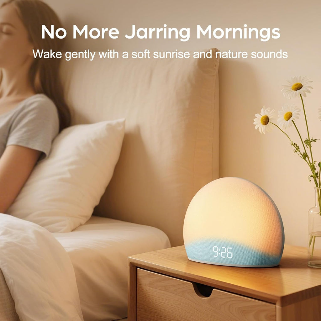 HOUSBAY Sunrise Alarm Clock, White Noise Sound Machine for Bedroom | Natural Wake-Up Light with Gentle Alarm Sounds, 20 Soothing Sleep…