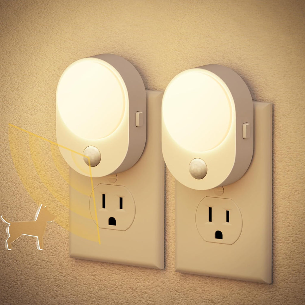 JandCase LED Motion Sensor Night Light, 2 Pack, Motion Activated Sensor Night Lights Plug into Wall, 3000K Warm White, Dimmable Nightlight…