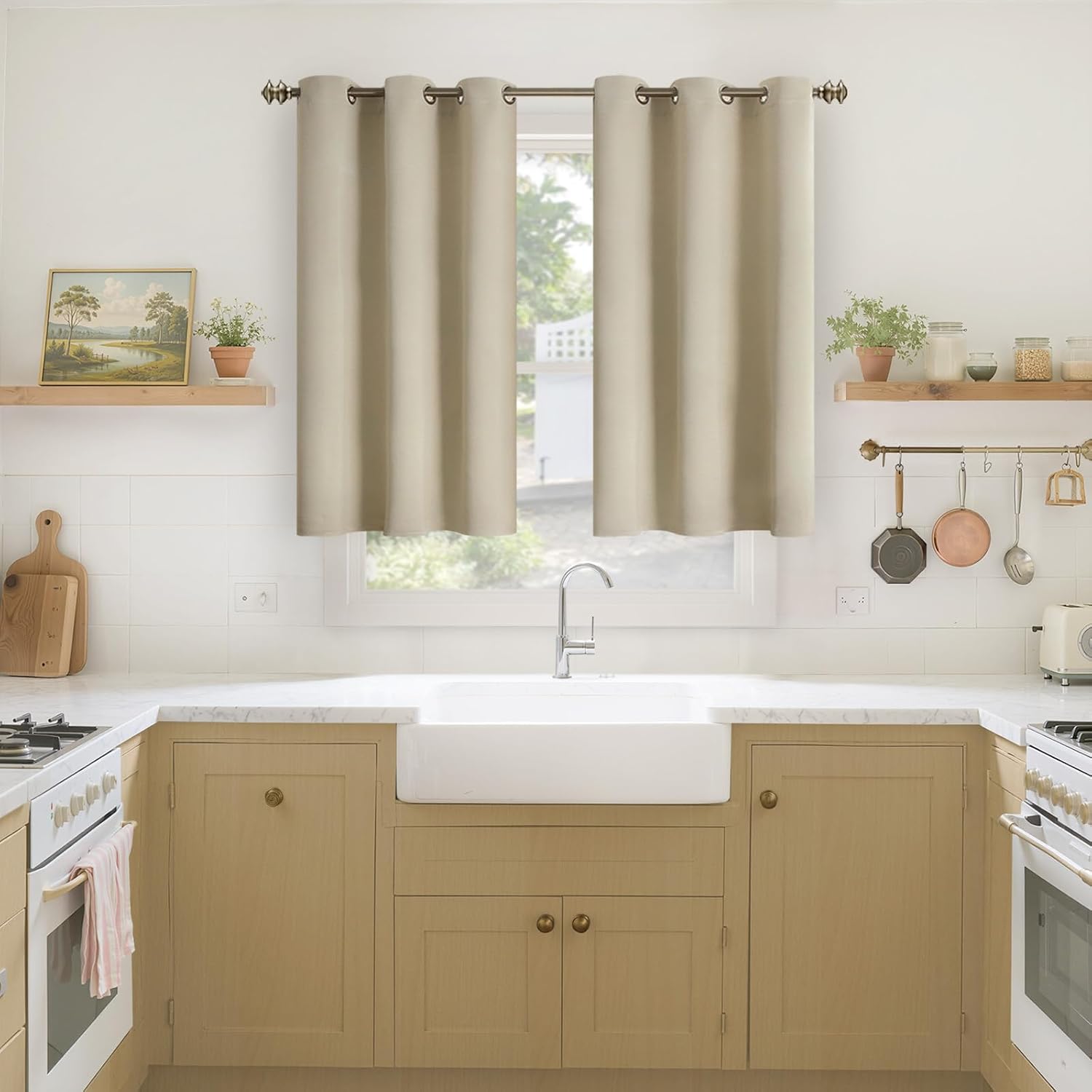 YoungsTex Blackout Curtains 45 Inch Length for Bedroom Window - Short Thermal Insulated Drapes with Grommet Privacy for Bathroom Kitchen Wi…
