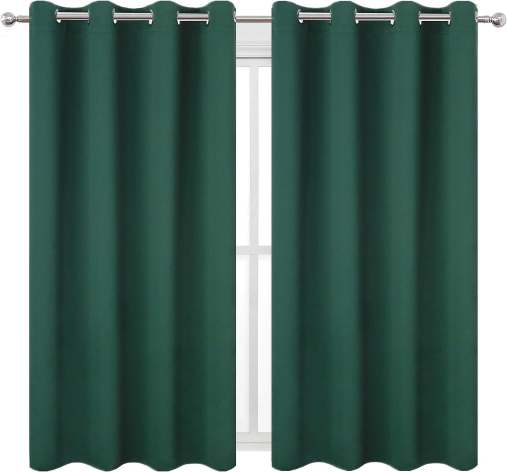 Lemomo Blackout Curtains 52 x 45 inch/Green Curtains Set of 2 Panels/Thermal Insulated Room Darkening Bedroom Curtains 45 inch Green