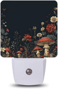 Dark Floral Mushroom Night Lights Plug into Wall, Night Light with Dusk to Dawn Sensor for Bedroom Bathroom Kitchen Hallway Stairs…