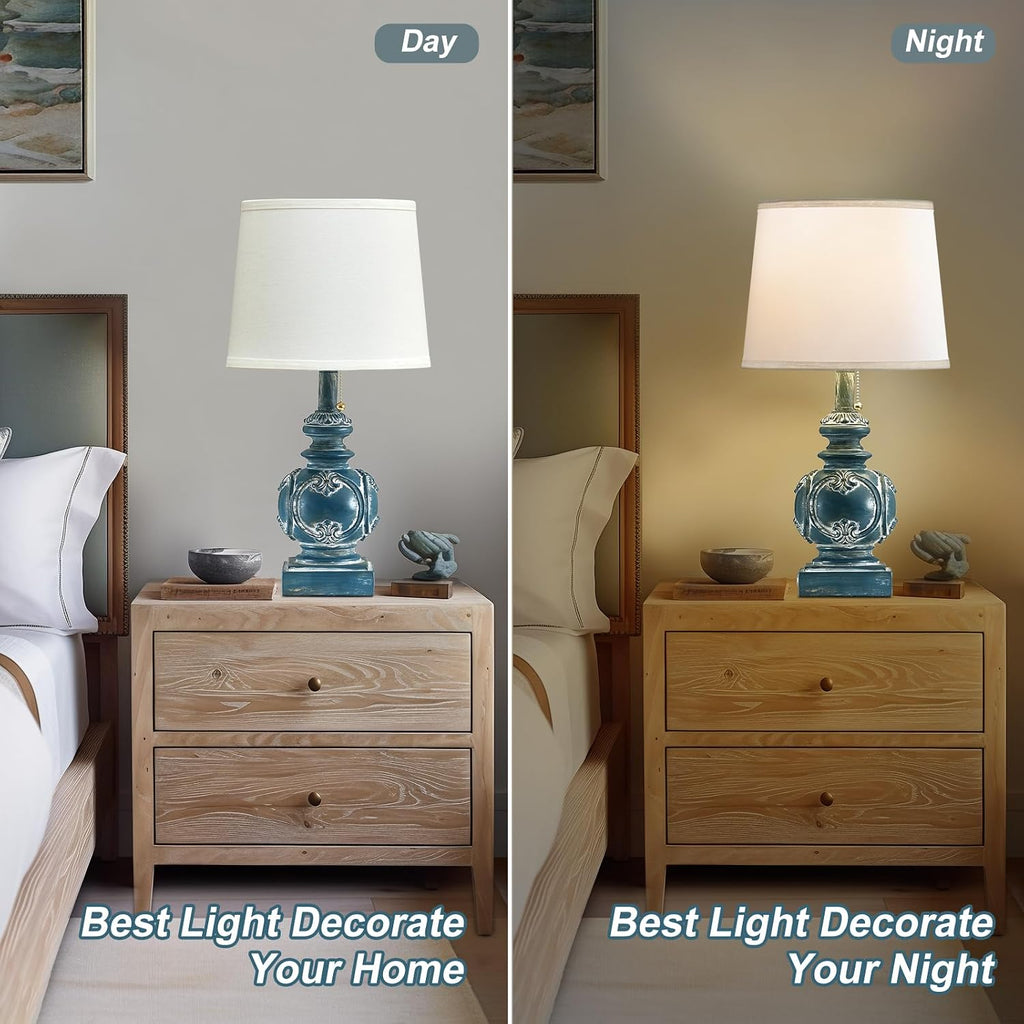 20.75" Farmhouse Table Lamps for Bedroom Set of 2, Rustic Bedside Lamps with 2 USB Port, Retro side table lamp Antique Nightstand Lamp…