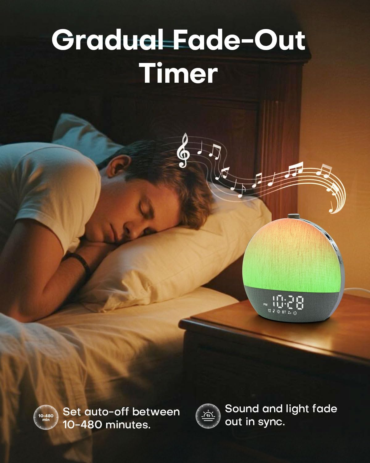 Sunrise Alarm Clock, White Noise Sound Machine, Sunlight Alarm Clocks for Bedrooms, 9 Natural Wake Up RGB Night Light, 30 Soothing Sounds…