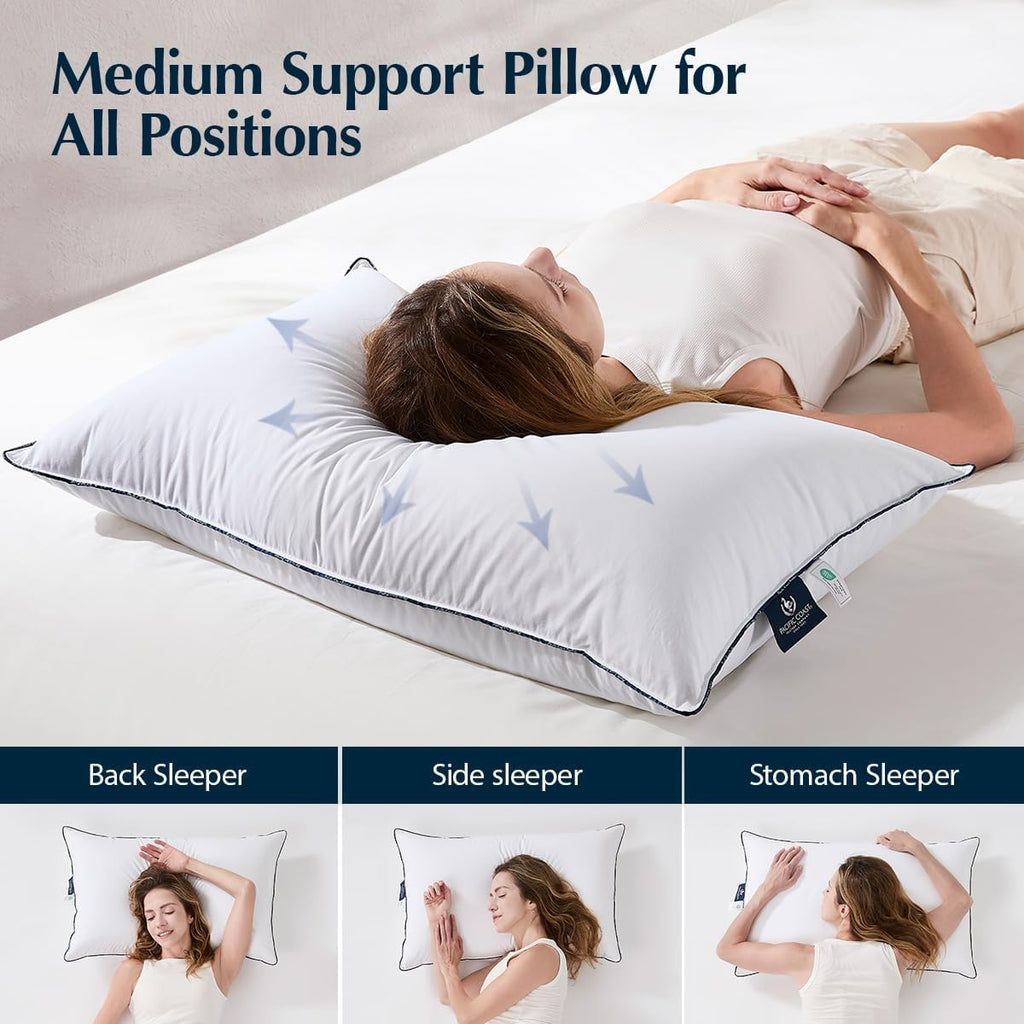 PacificCoast Pacific Coast White Goose Down Fiber Bed Pillow, Hotel Collection Pillow for Back, Stomach and Side Sleeper, Medium Supportive…