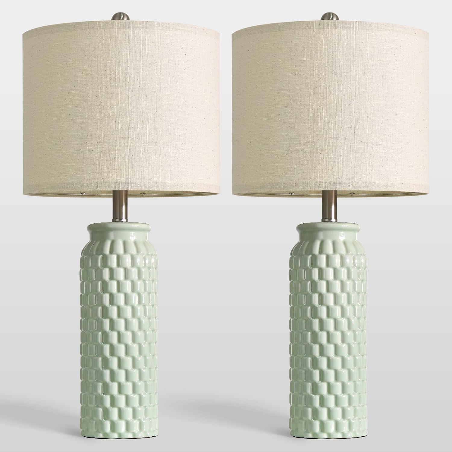 USumkky 27" Ceramic Table Lamps Set of 2 - Modern Farmhouse & Boho Style, Bedside Nightstand Lamps for Bedroom, Living Room End Table…