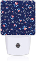 USA Flag and Paw Prints Night Light Plug into Wall, Cute American Patriotic Dog Prints Dusk to Dawn Night Light Plug in,0.5w Energy…