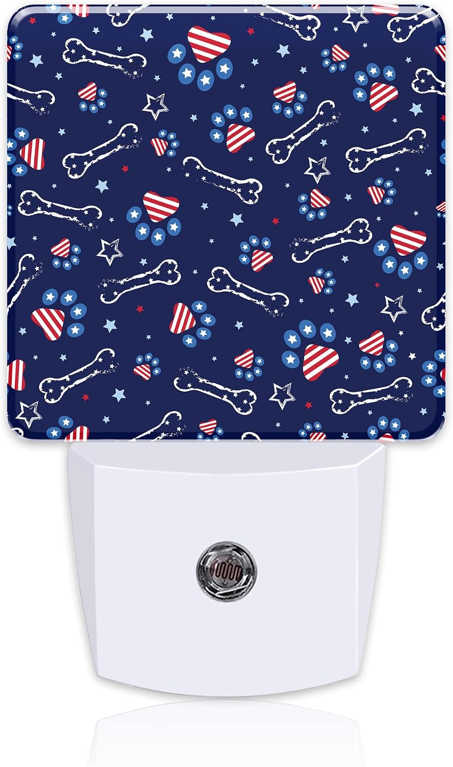 USA Flag and Paw Prints Night Light Plug into Wall, Cute American Patriotic Dog Prints Dusk to Dawn Night Light Plug in,0.5w Energy…