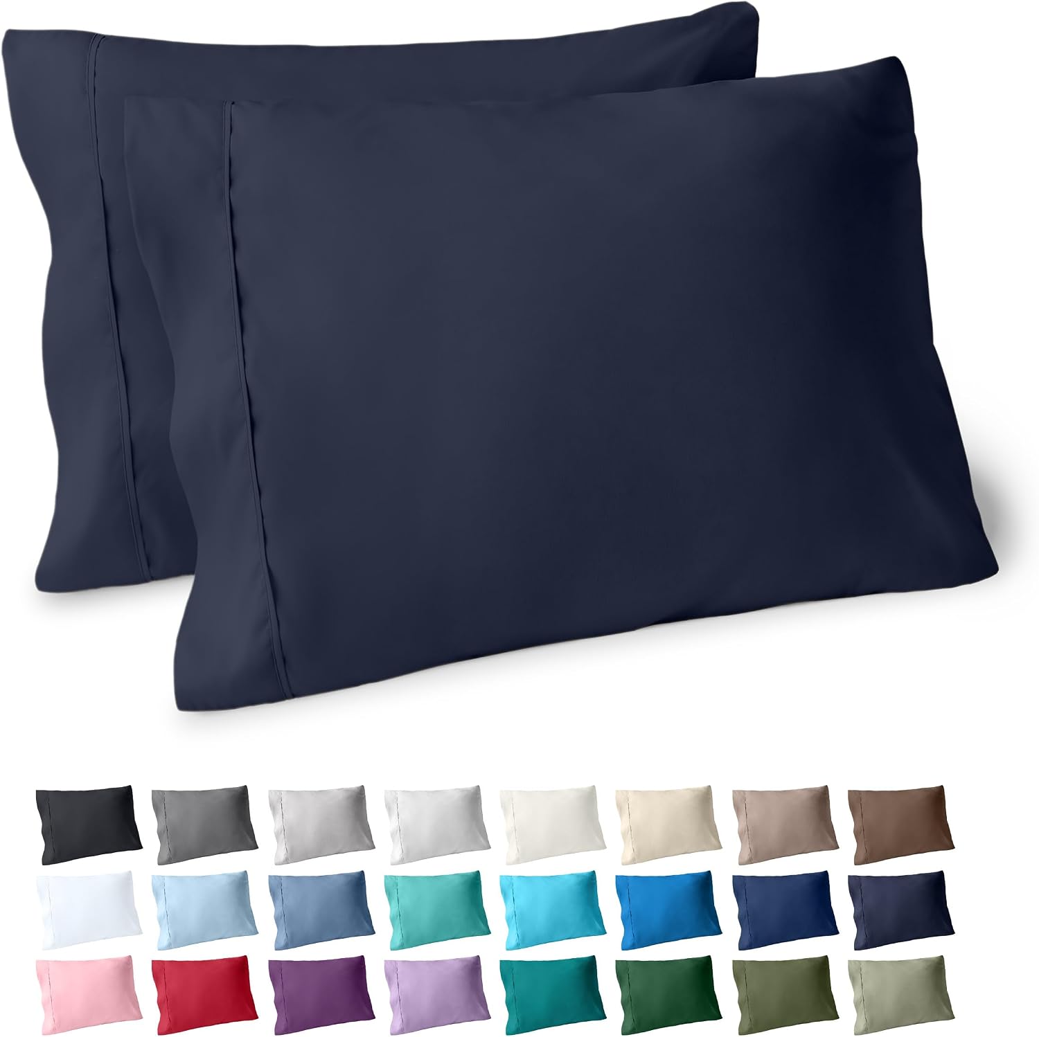 BareHome Bare Home 1800 Ultra-Soft Microfiber Pillowcase Set - Double Brushed - Hypoallergenic - Wrinkle Resistant (King Pillowcase Set of…