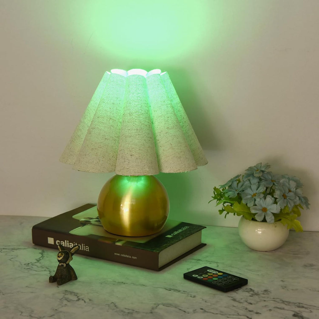 Ziqqeelam Rechargeable Cordless Small Table Lamp, Battery Operated Remote Control Gold Mini Table Lamps for Bedroom Nightstand, Cute…