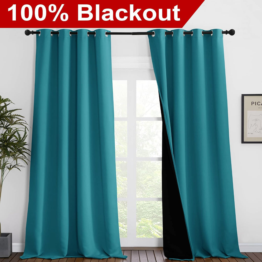 Nicetown Full Shading Curtains for Windows, Super Heavy-Duty Black Lined Blackout Curtains for Bedroom, Privacy Assured Window Treatment (P…