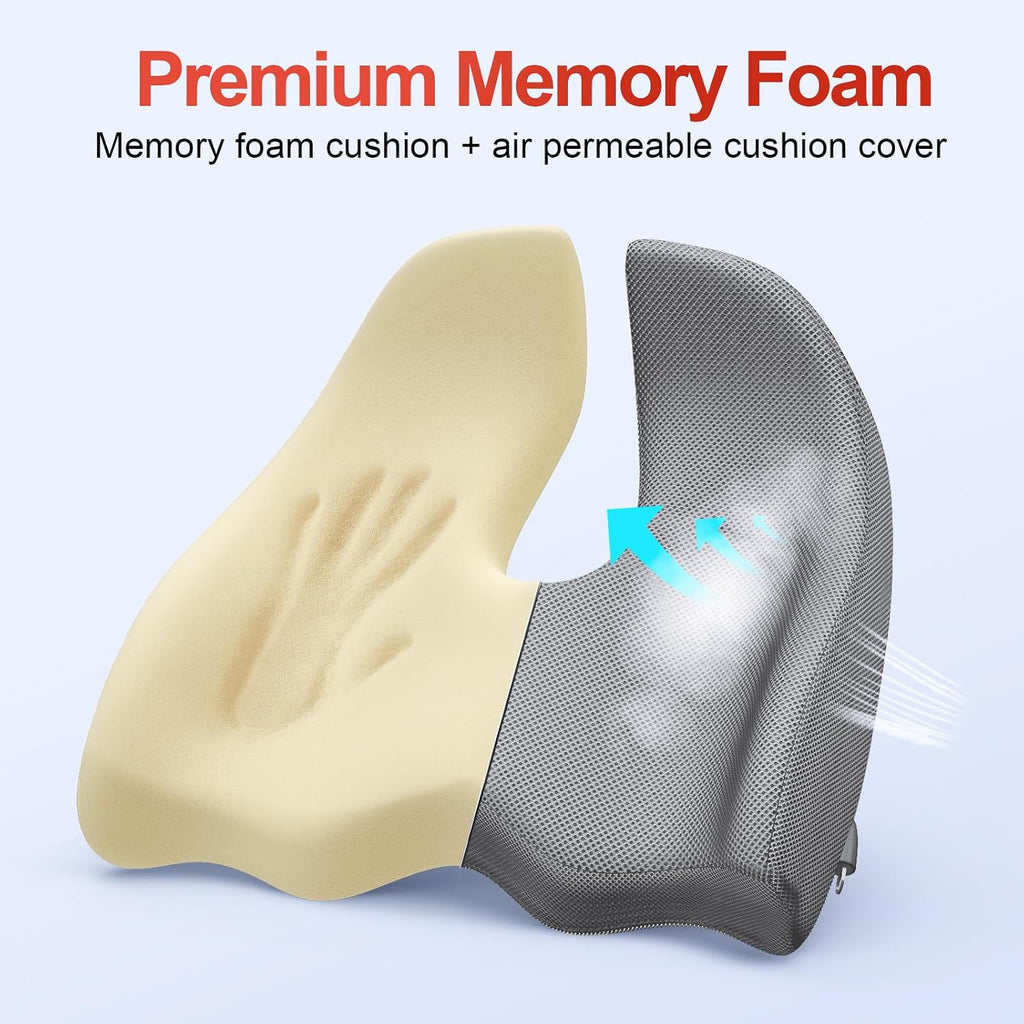 Benazcap X Large Memory Seat Cushion for Office Chair Ergonomic Cushions Pad Pillow for Pressure Relief Sciatica & Memory Foam for Long Sit…
