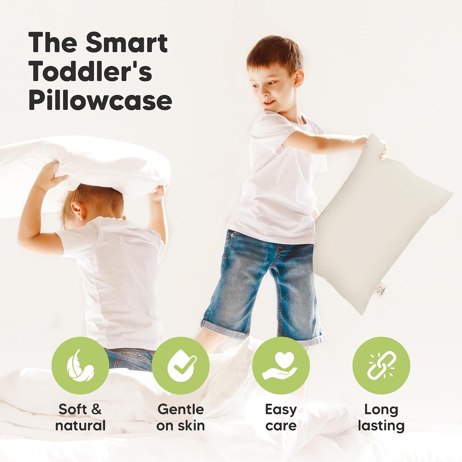 KeaBabies Toddler Pillowcase 13"x18" - Organic Cotton Toddler Pillowcase for Kids, Boys, Girls, Soft & Durable Cotton Cover for Miniature…