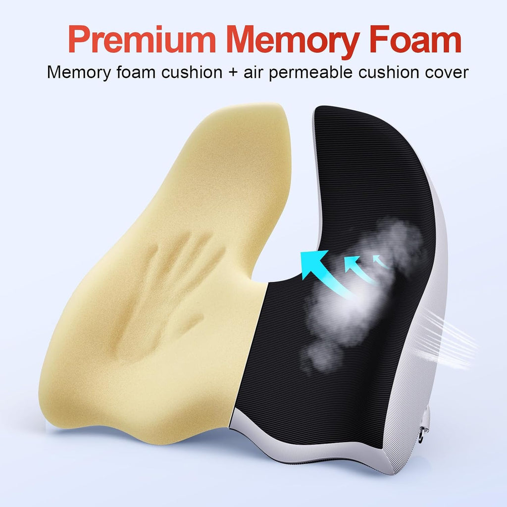 Benazcap X Large Memory Seat Cushion for Office Chair Ergonomic Cushions Butt Pillow for Pressure Relief Sciatica & Memory Foam for Long Si…