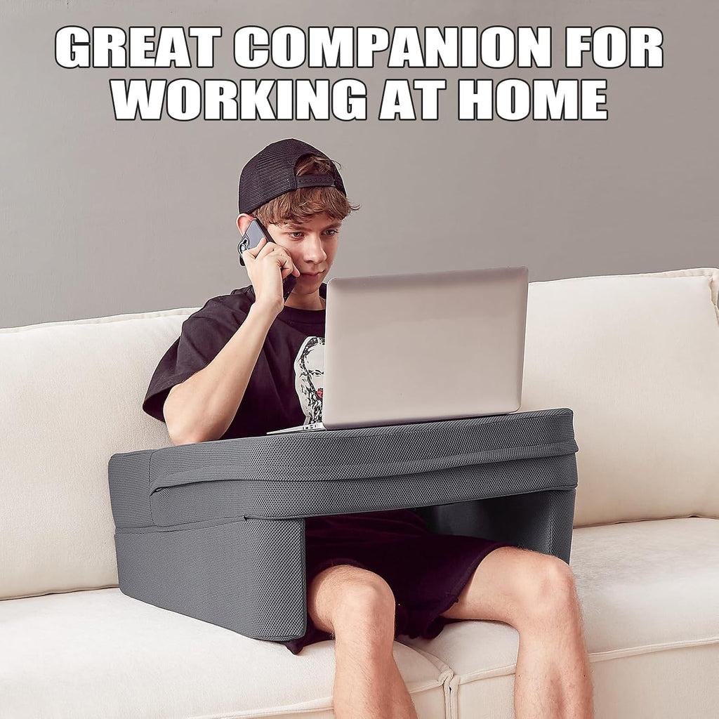 comehealthy Lap Desk for Laptop, Reading Pillow for Adult, Memory Foam Gaming Pillow with Cup Holder, Arm Rest Couch Pillow for Working…